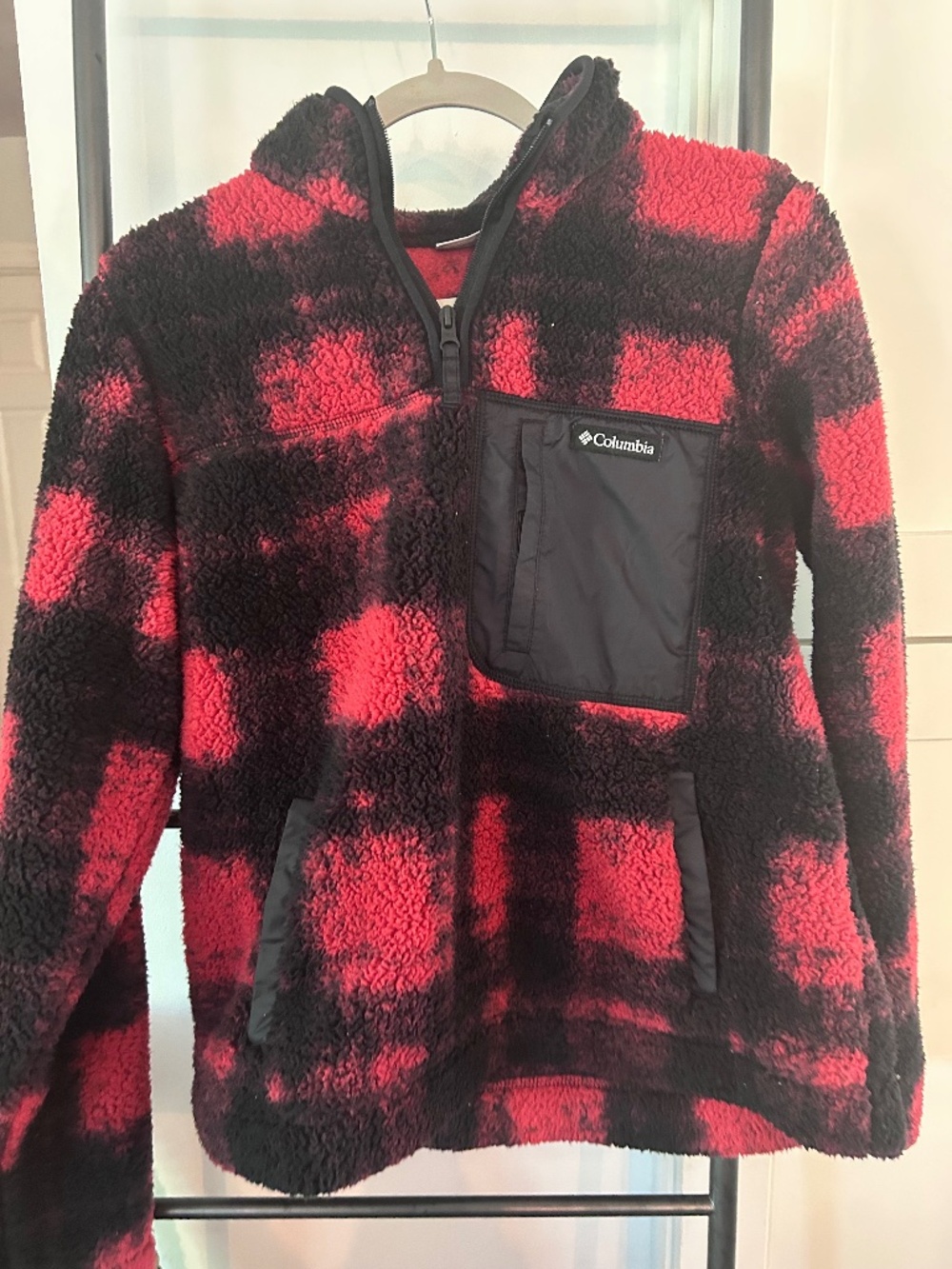 Columbia Buffalo Plaid Sherpa Quarter Zip Fleece Pullover
